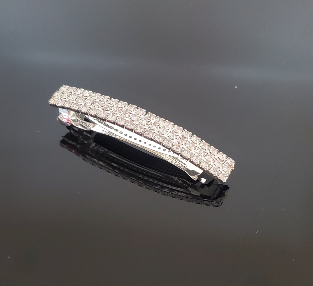 AY0019 3" 3-Row Rhinestone Barrette - Image 2
