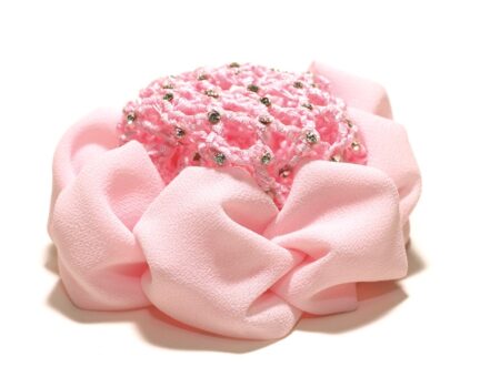 AZ0033 Pink Bun Cover with Rhinestones and Clip