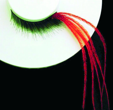 AZ0047 Black Lashes with Red Feathers