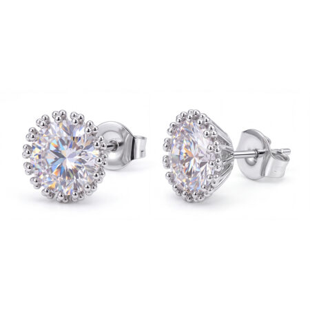 AZ0054 11mm Large crystal in center & small crystal around earrings (Pierced)