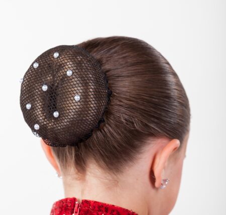 BC0010-1 Black Mesh Bun Cover with Pearls (Adult)