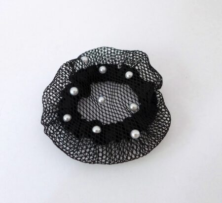 BC0010-1 Black Mesh Bun Cover with Pearls (Adult)