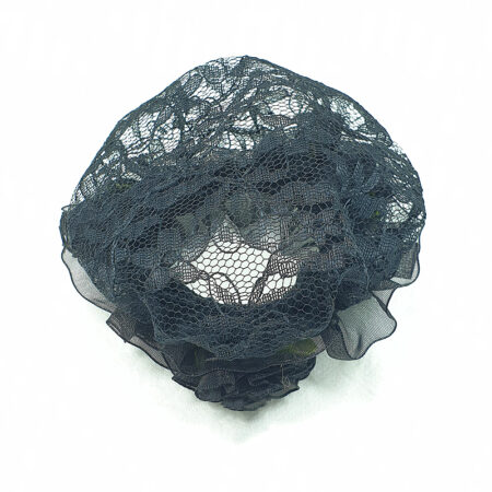BC0053 Black Lace Bun Cover with Rose