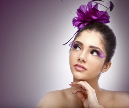 FC0180 Purple and Black Feather Hair Fascinator