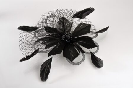 FC0501- Feather Hair Corsage Black