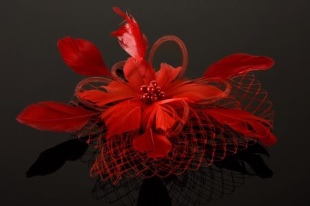 FC0502 Feather Hair Corsage Red