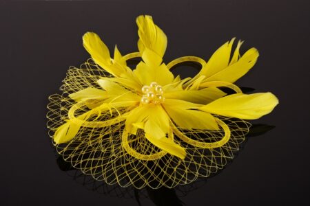 FC0506 Feather Hair Corsage Yellow