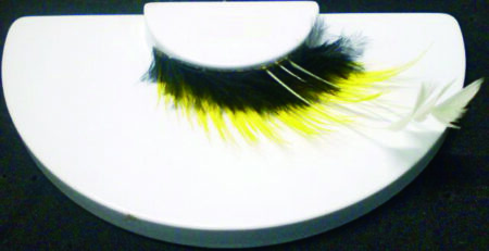 FL0070 Black, Yellow, & White Feather Lashes