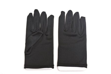 GL0013 Child size black short satin gloves