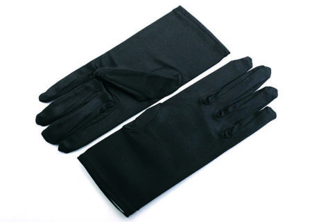 GL0015 Adult size black short satin gloves