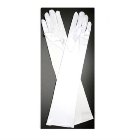 GL0051 Adult size elbow length white satin gloves