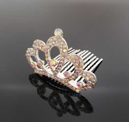 TR0513 Mini Crown Tiara with AB Crystals (Small)