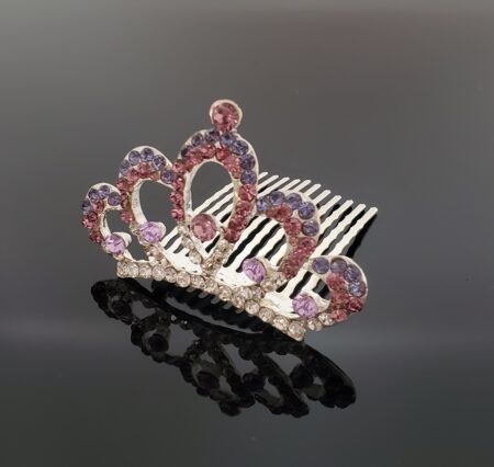 TR0516 Mini Crown Tiara with Purple Crystals (Small)