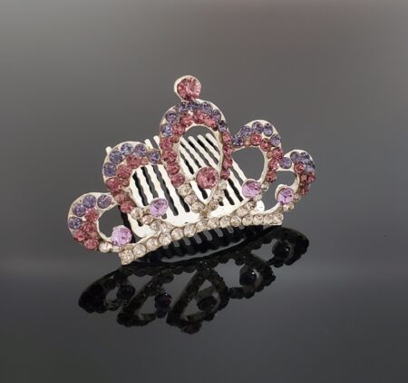 TR0516 Mini Crown Tiara with Purple Crystals (Small)