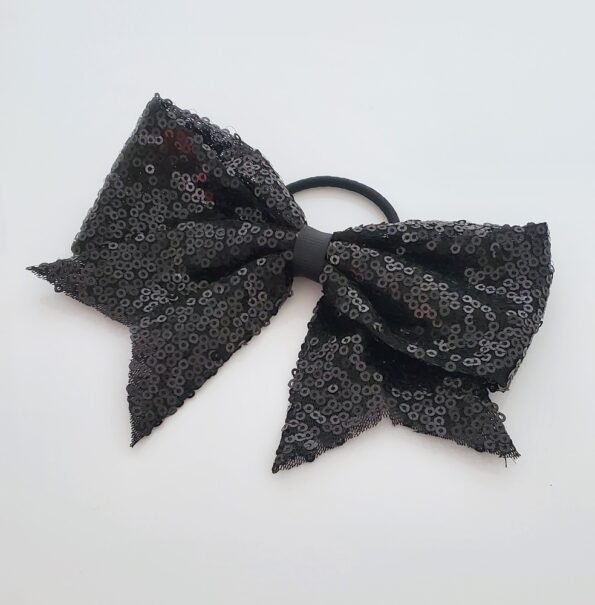 PT0083 – Black Sparkle Bow Hair Tie