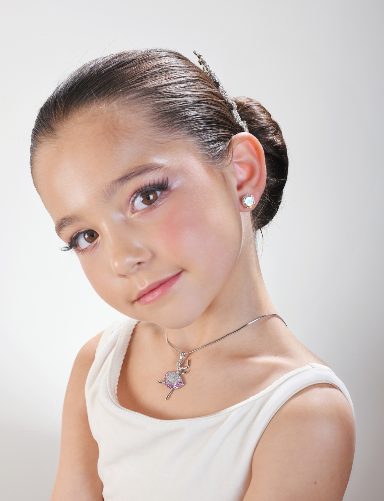 BN0001 Ballerina Necklace Rhodium Plated with Orange Jewerly Box - Image 3