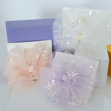 HC0005 Pastel Hair Bow with Sequins 5 color pack