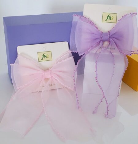 HC0007 Pastel Hair Bow with Beads 5 color pack