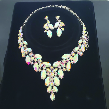 JS0004 AB Crystal Necklace & Earrings Set