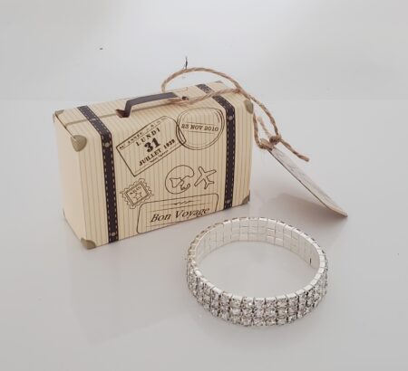 Three row crystal bracelet with a suitcase gift box