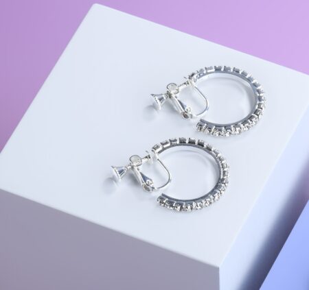 AY0364-1 20mm   Rhinestone Hoop Earrings (Clip-ons) – Designed for Young Dancers