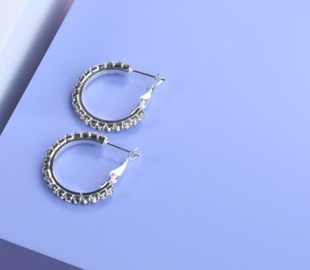 AY0364 20mm Rhinestone Hoop Earrings (Pierced) – Designed for Young Dancers