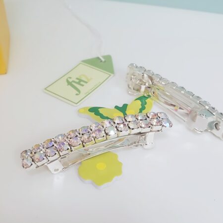 AY0021     AB Crystal 2 Row Barrette – Pair