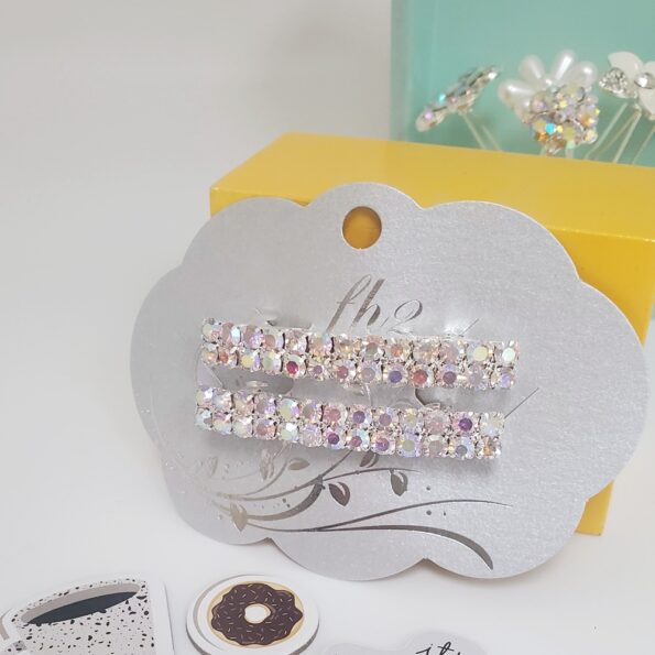 AY0021     AB Crystal 2 Row Barrette – Pair - Image 3