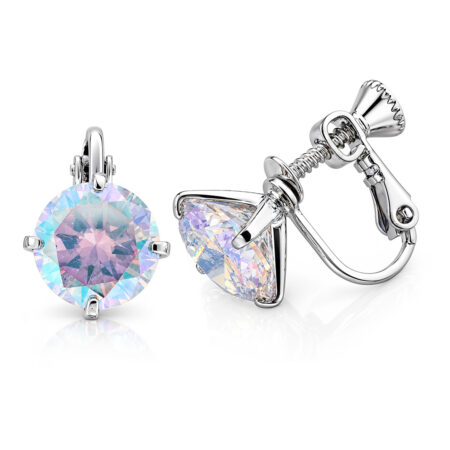 AZ0017-4 10mm AB Cubic Zirconia Earrings — Clip-On Style
