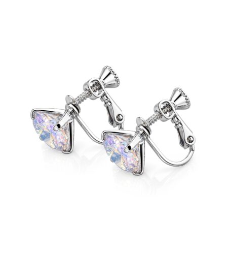 AZ0017-4 10mm AB Cubic Zirconia Earrings — Clip-On Style